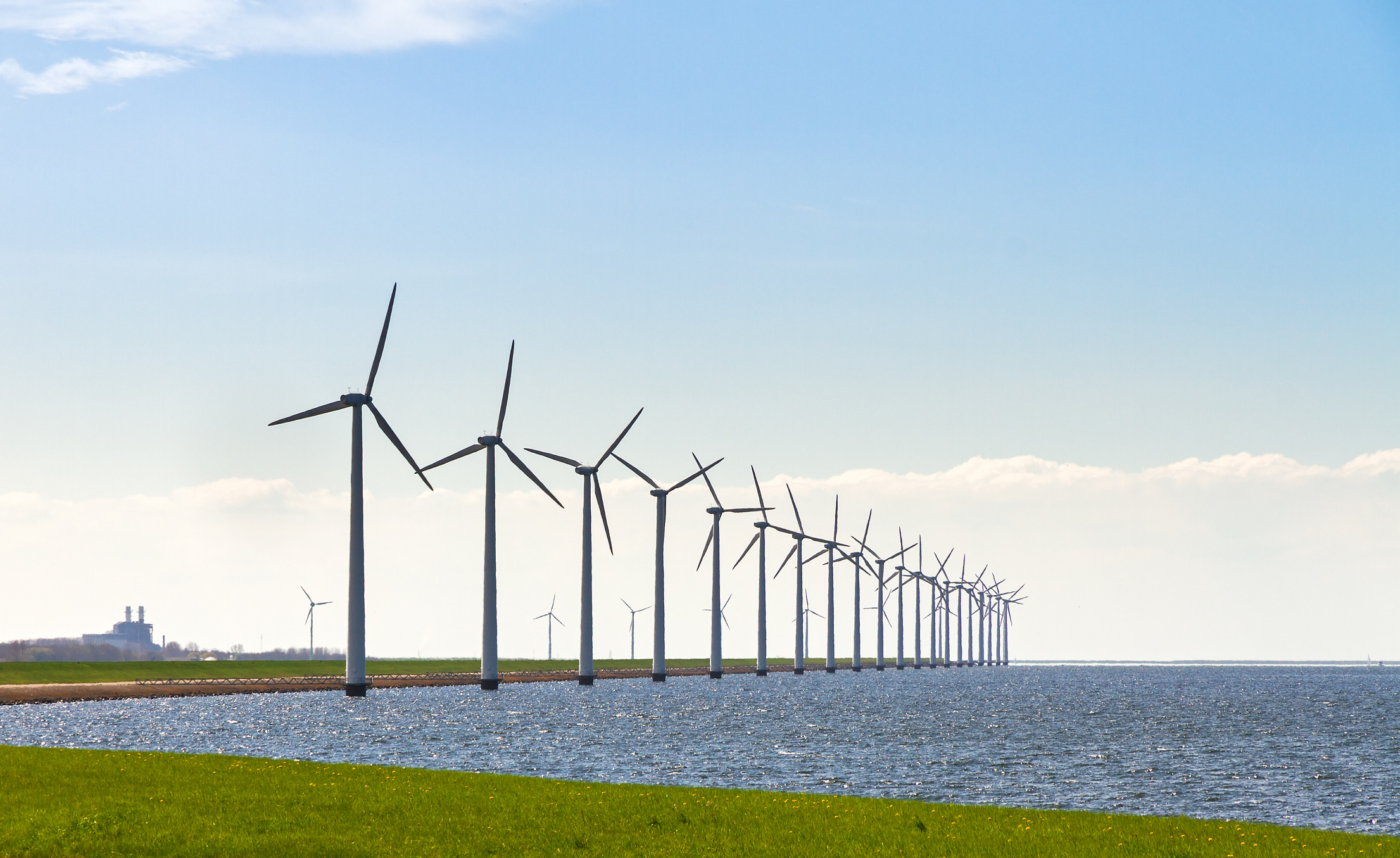 Row of wind turbines